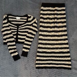 SKIRT SET Striped Black and Cream Women's set
